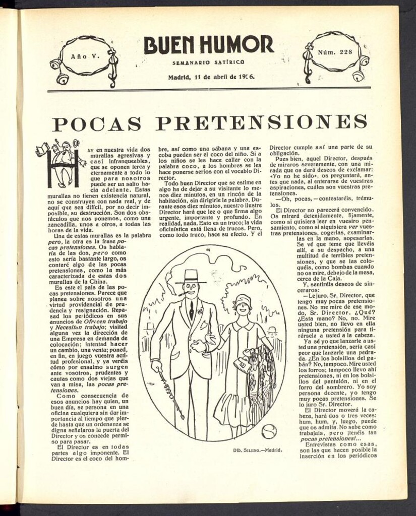 Miniatura de Buen Humor: semanario satírico. 11 de abril de 1926