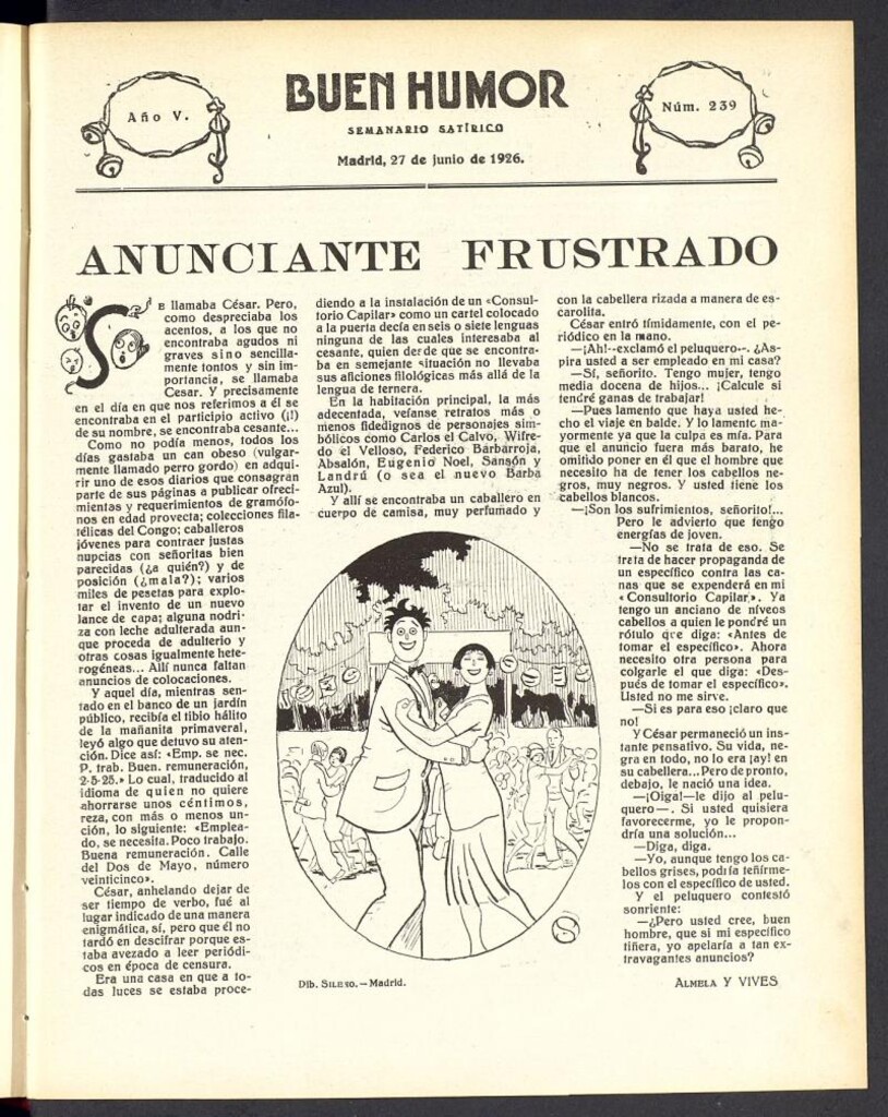 Miniatura de Buen Humor: semanario satírico. 27 de Junio de 1926