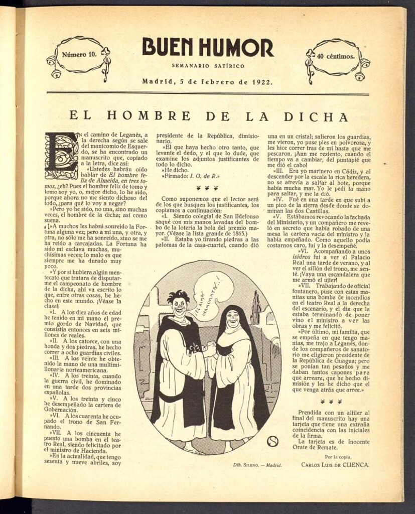 Miniatura de Buen Humor: semanario satírico. 5 de Febrero de 1922