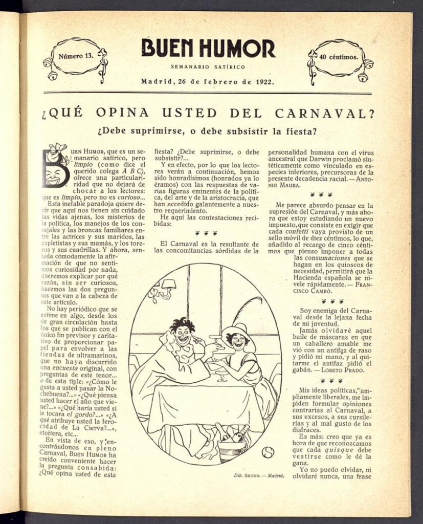Miniatura de Buen Humor: semanario satírico. 26 de Febrero de 1922