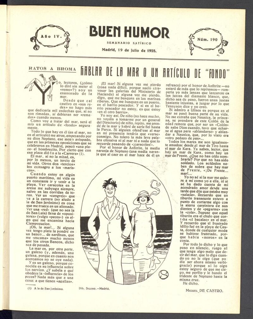 Miniatura de Buen Humor: semanario satírico. 19 de julio de 1925