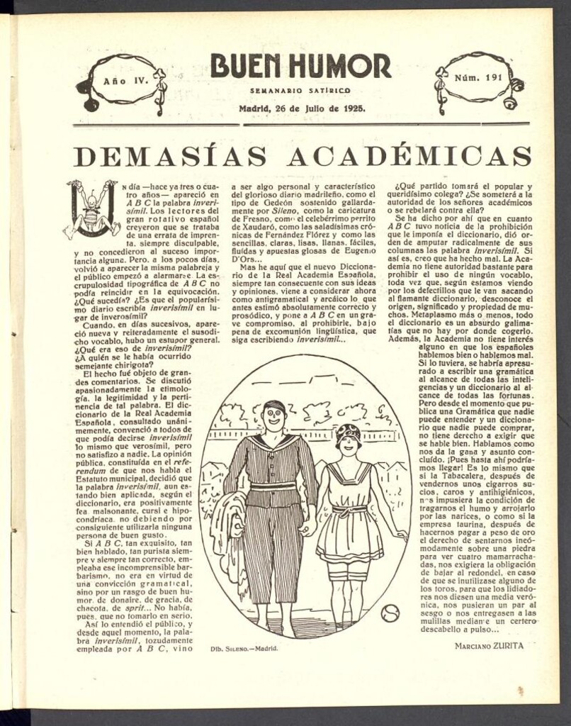 Miniatura de Buen Humor: semanario satírico. 26 de julio de 1925