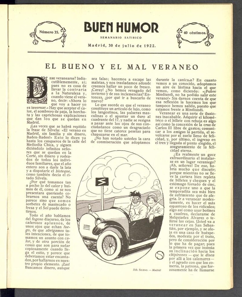 Miniatura de Buen Humor: semanario satírico. 30 de julio de 1922
