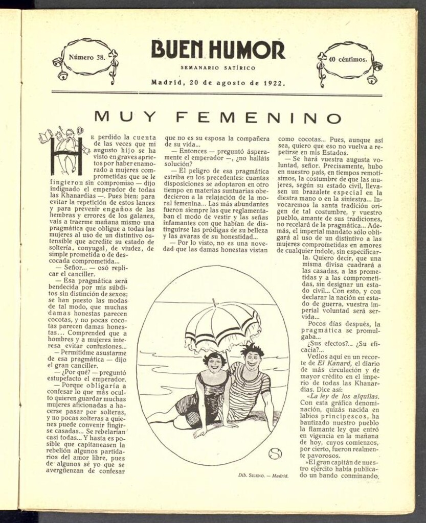 Miniatura de Buen Humor: semanario satírico. 20 de agosto de 1922