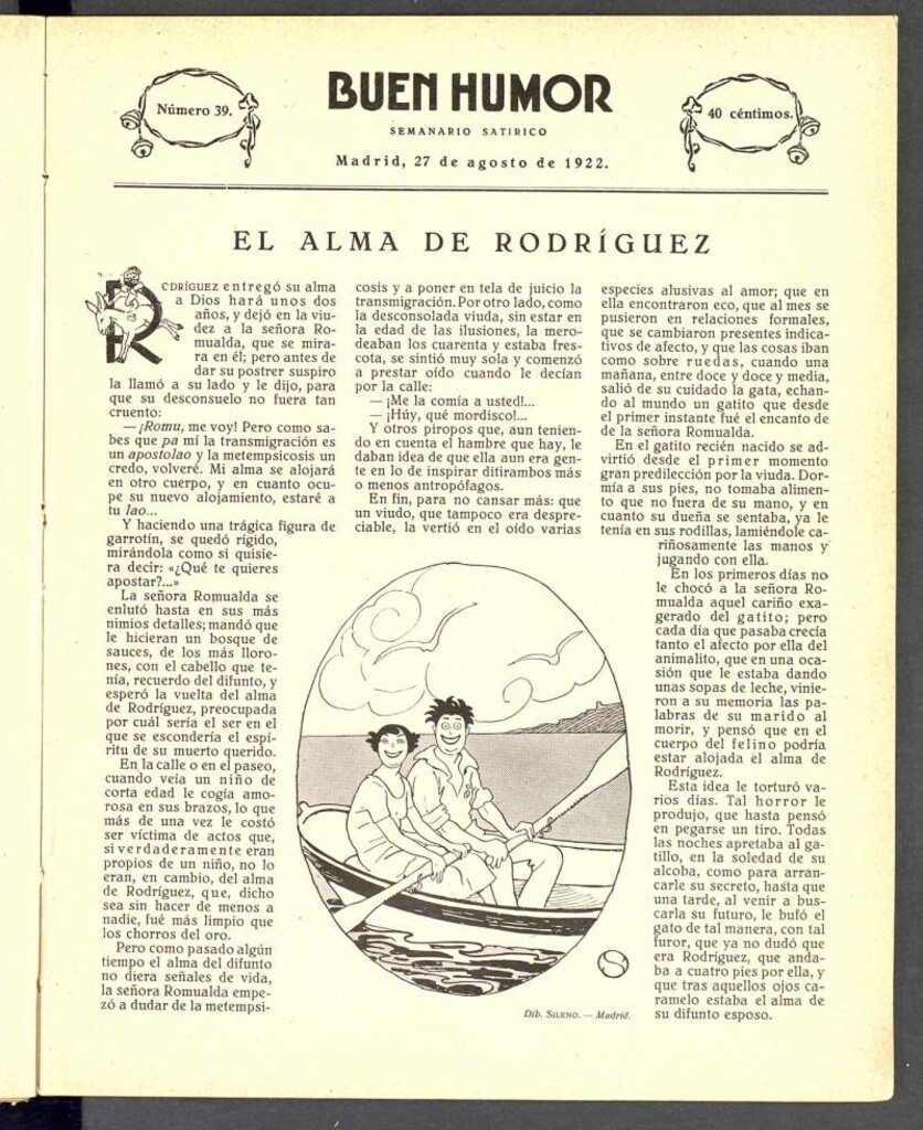 Miniatura de Buen Humor: semanario satírico. 27 de agosto de 1922
