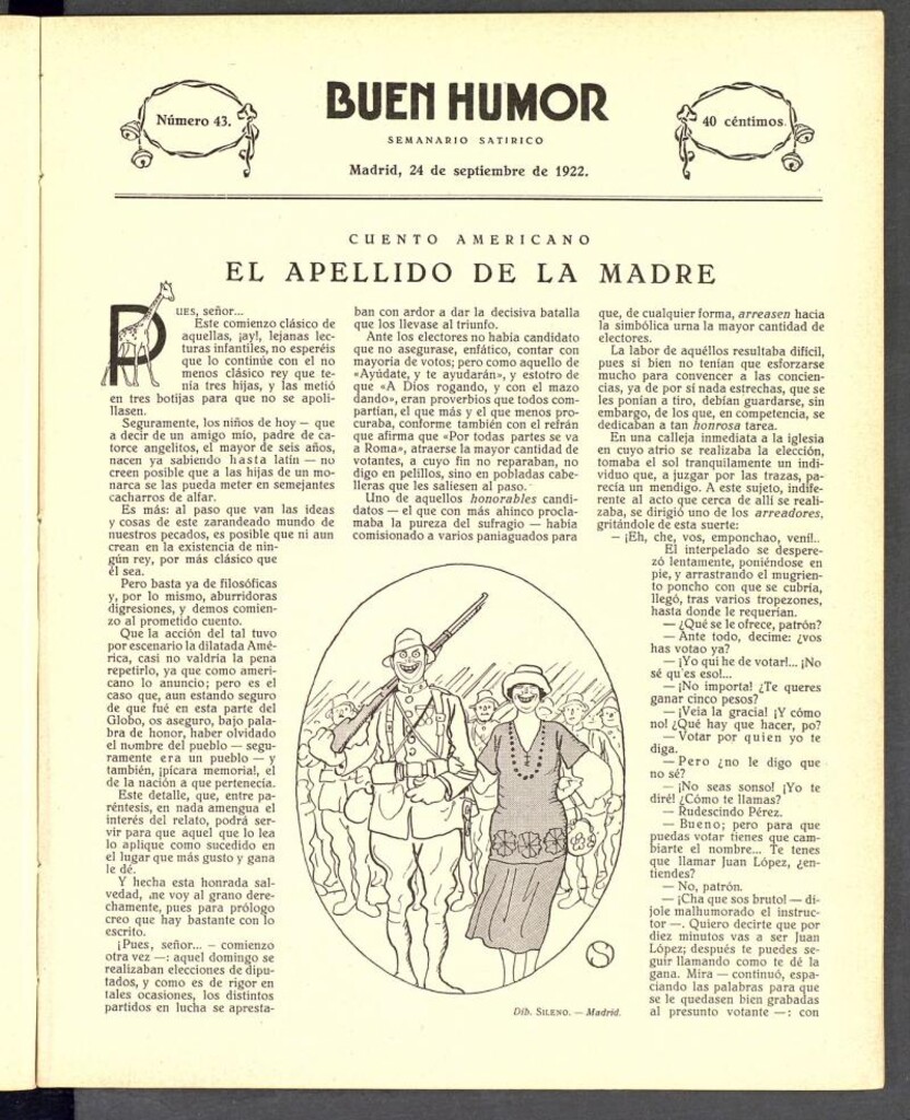 Miniatura de Buen Humor: semanario satírico. 24 de septiembre de 1922