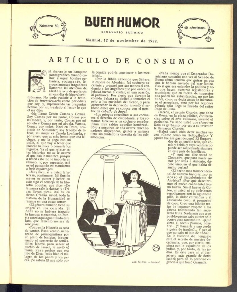 Miniatura de Buen Humor: semanario satírico. 12 de noviembre de 1922