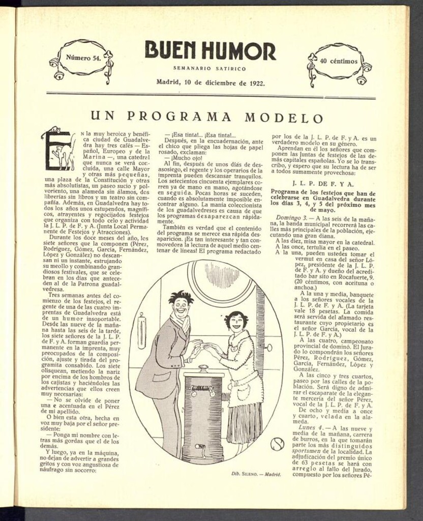 Miniatura de Buen Humor: semanario satírico. 10 de diciembre de 1922