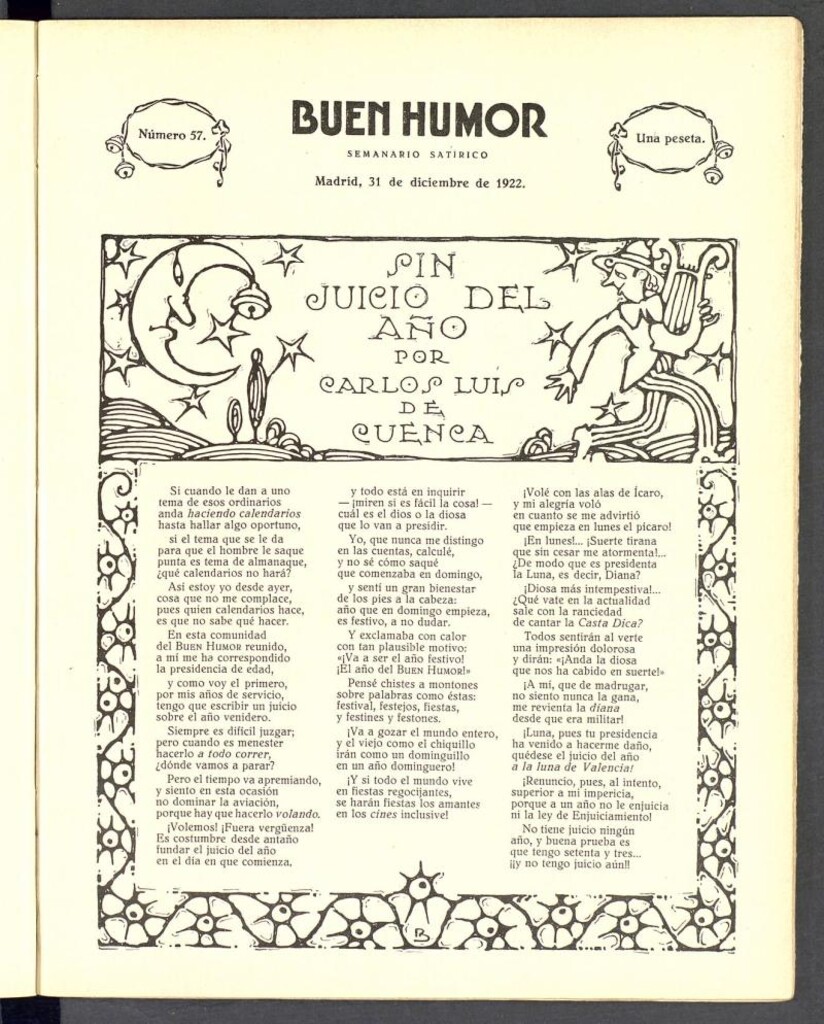 Miniatura de Buen Humor: semanario satírico. 31 de diciembre de 1922
