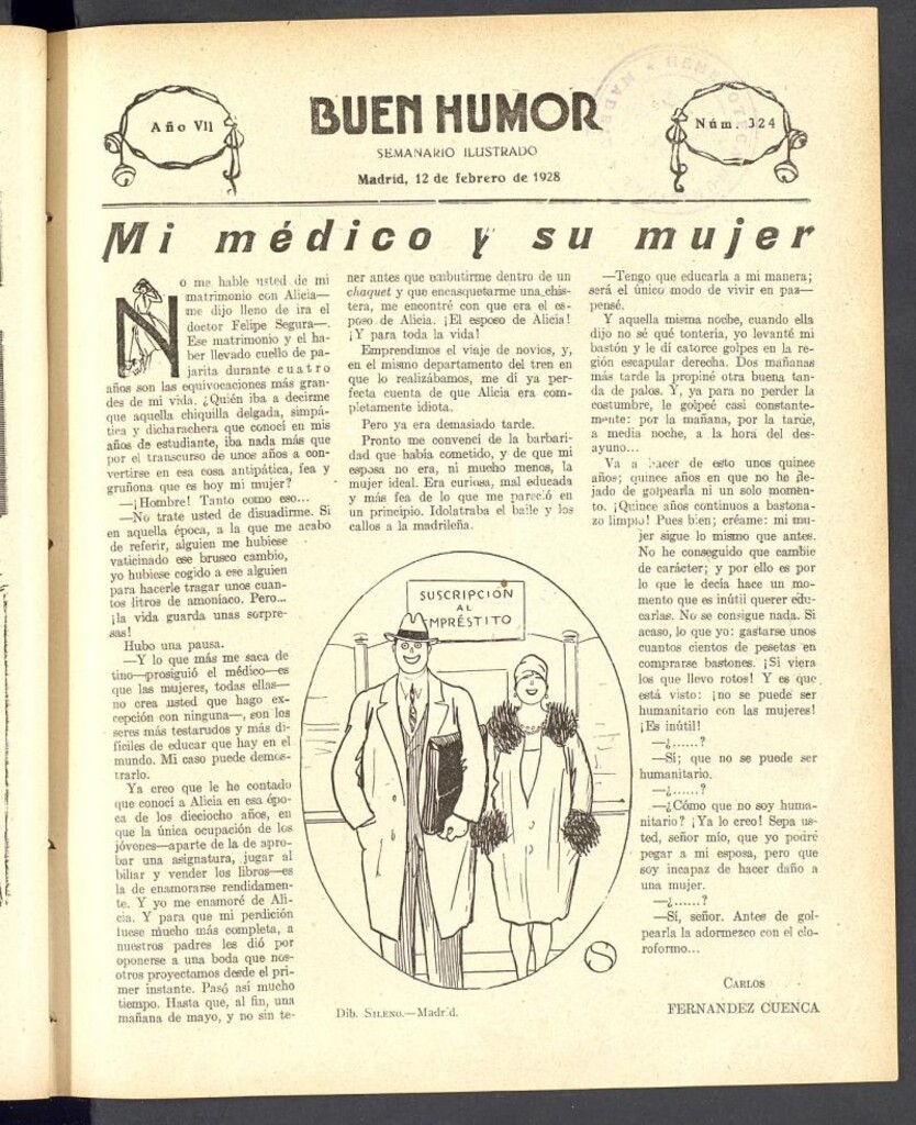 Miniatura de Buen Humor: semanario satírico. 12 de febrero de 1928