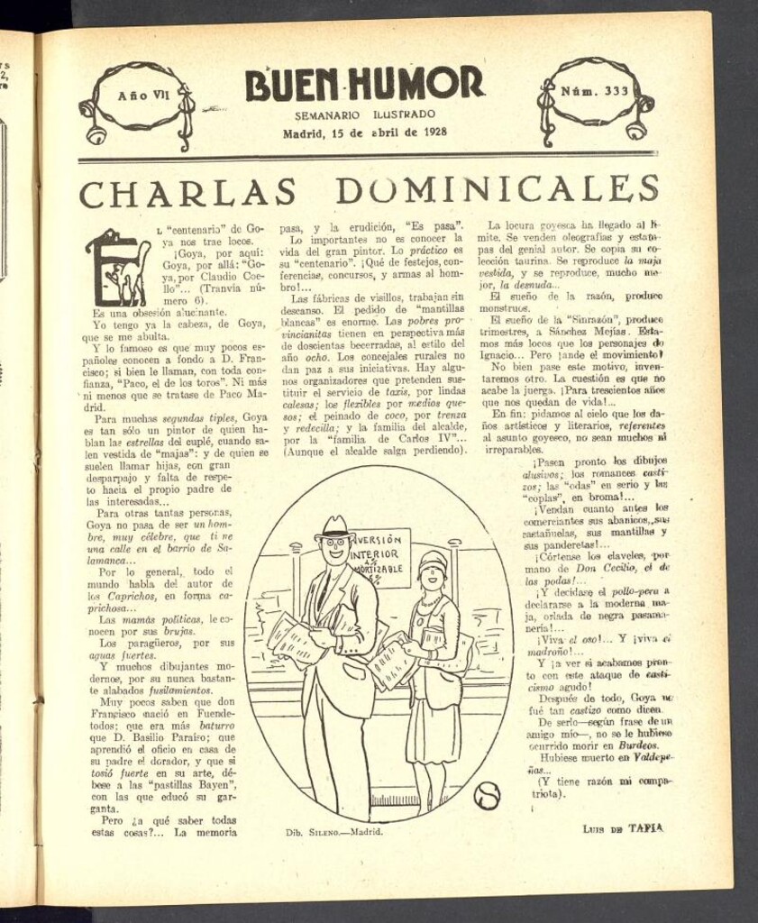 Miniatura de Buen Humor: semanario satírico. 15 de abril de 1928