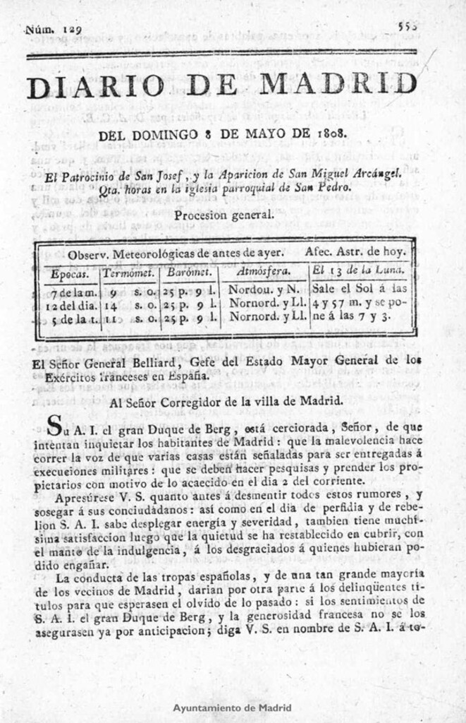 Miniatura de Diario de Madrid del domingo 8 de Mayo de 1808