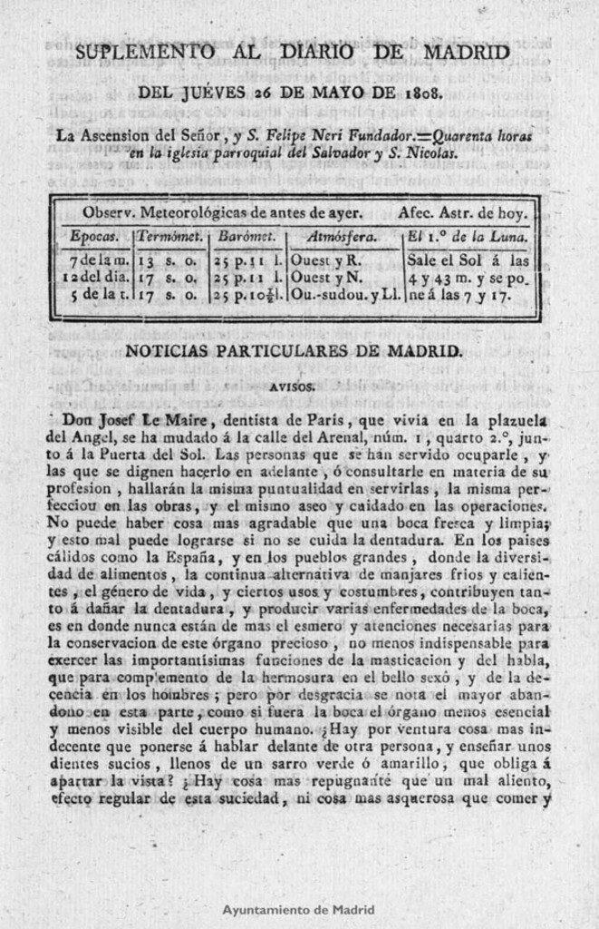 Miniatura de Diario de Madrid del jueves 26 de Mayo de 1808
