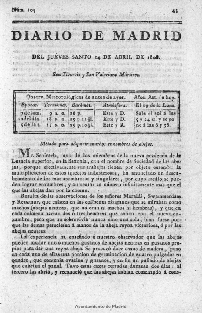 Miniatura de Diario de Madrid del Jueves Santo 14 de Abril de 1808