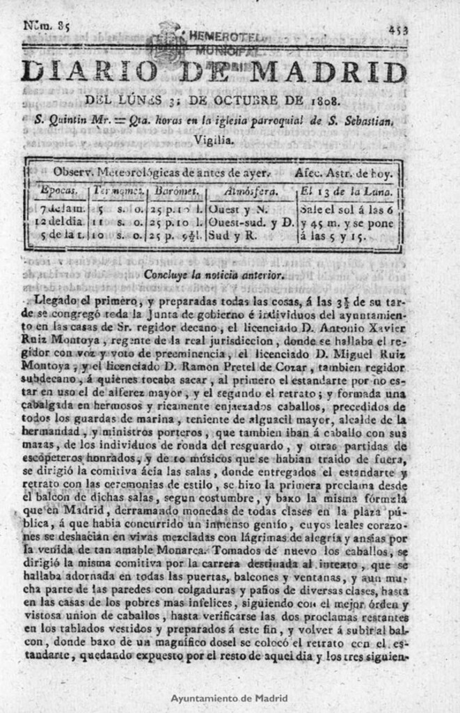 Miniatura de Diario de Madrid del lunes 31 de Octubre de 1808