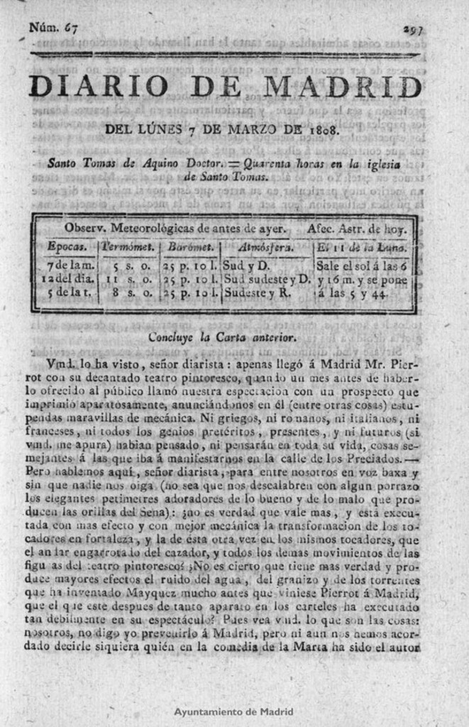 Miniatura de Diario de Madrid del lunes 7 de Marzo de 1808