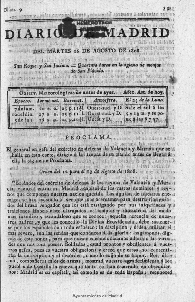 Miniatura de Diario de Madrid del martes 16 de Agosto de 1808