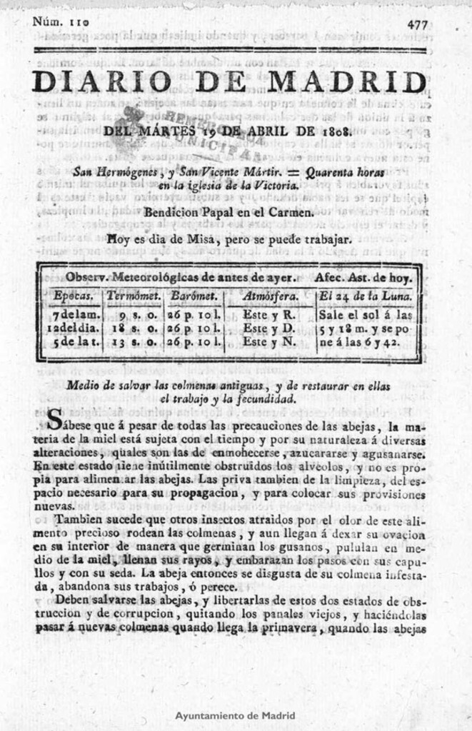 Miniatura de Diario de Madrid del martes 19 de Abril de 1808