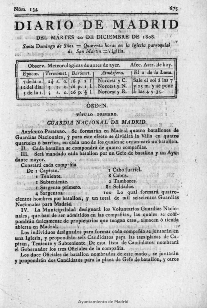 Miniatura de Diario de Madrid del martes 20 de Diciembre de 1808