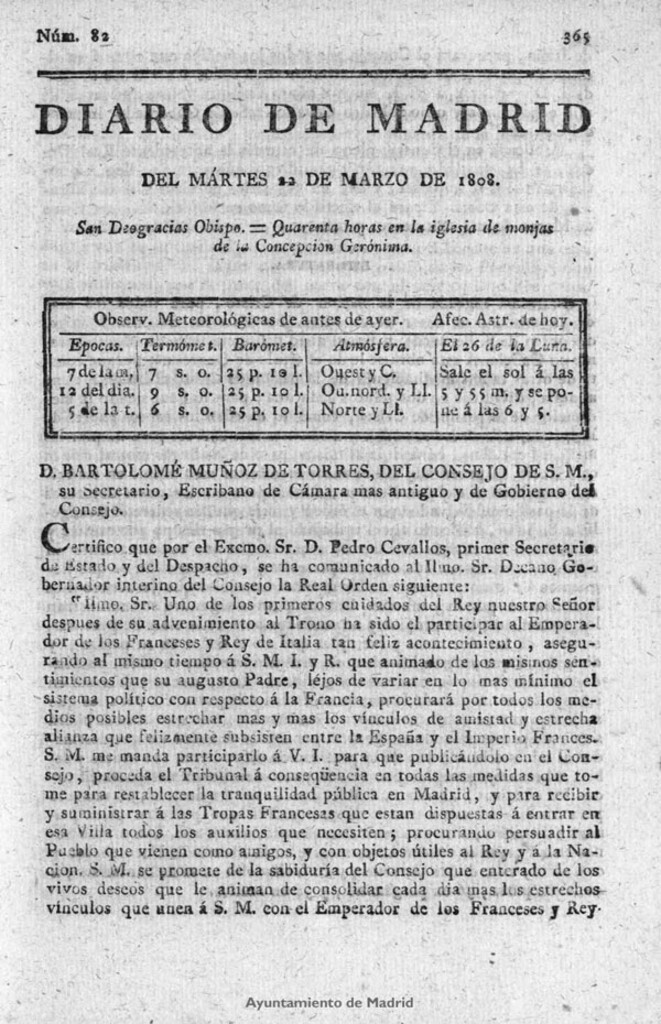 Miniatura de Diario de Madrid del martes 22 de Marzo de 1808