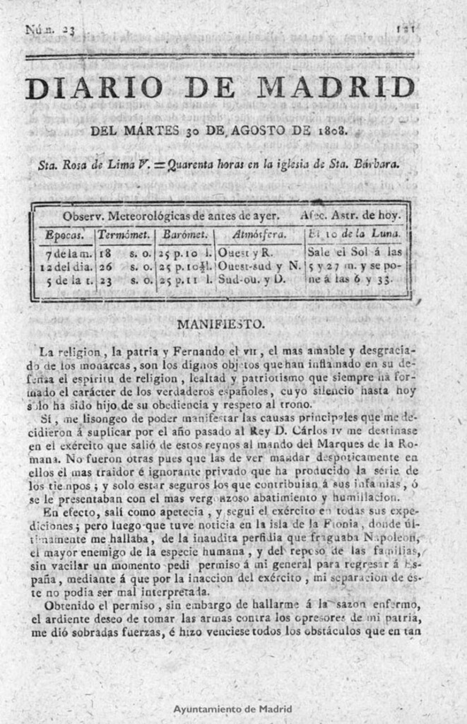 Miniatura de Diario de Madrid del martes 30 de Agosto de 1808