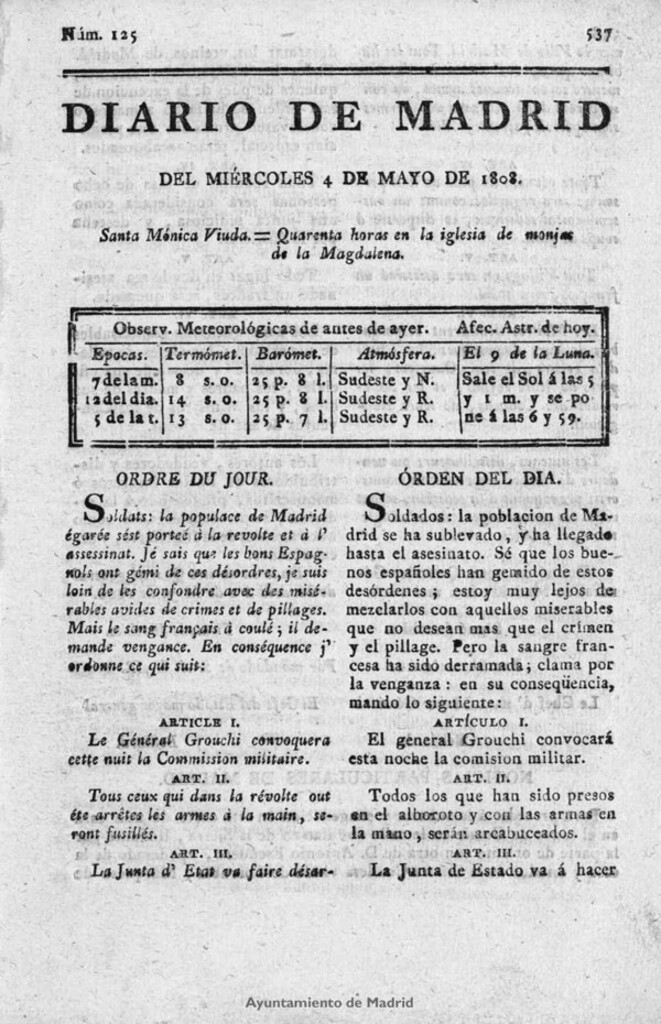 Miniatura de Diario de Madrid del miércoles 4 de Mayo de 1808