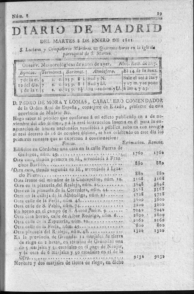 Miniatura de Diario de Madrid del martes 8 de Enero de 1811