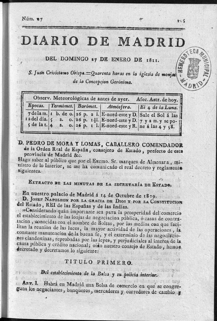 Miniatura de Diario de Madrid del domingo 27 de Enero de 1811