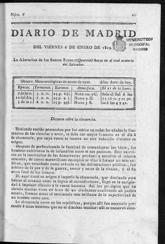 Miniatura de Diario de Madrid del viernes 6 de Enero de 1809