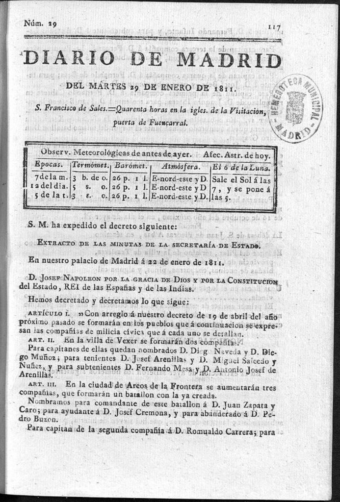Miniatura de Diario de Madrid del martes 29 de Enero de 1811