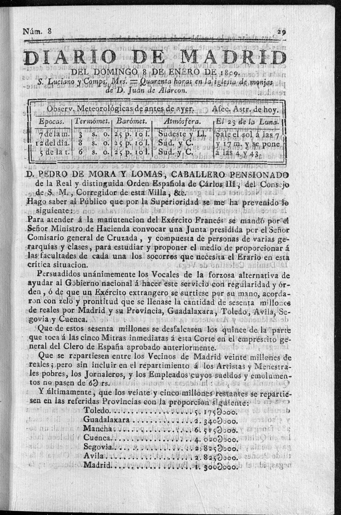 Miniatura de Diario de Madrid del domingo 8 de Enero de 1809