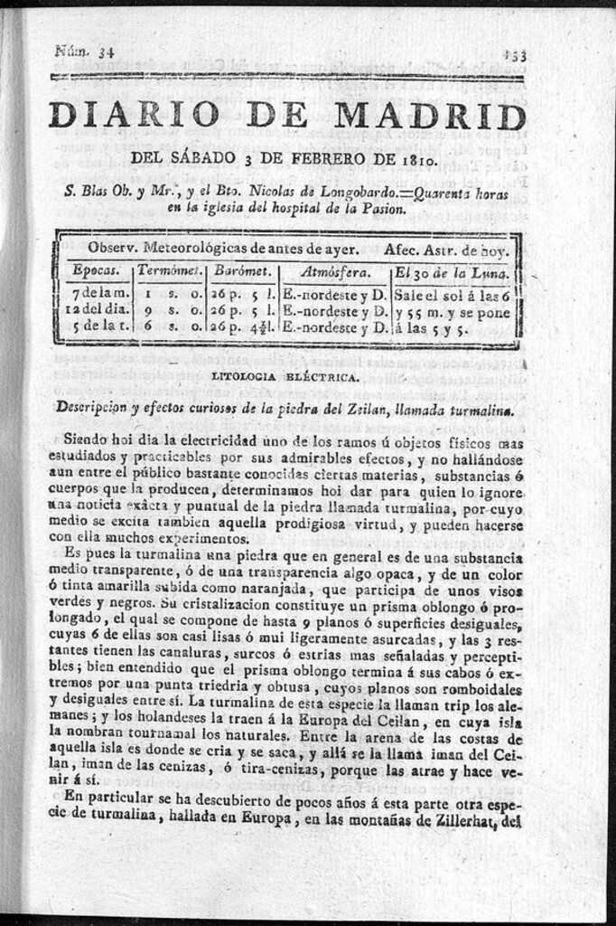 Miniatura de Diario de Madrid del sábado 3 de Febrero de 1810