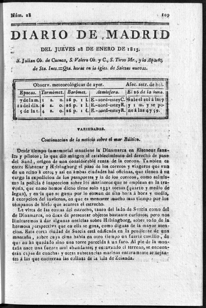 Miniatura de Diario de Madrid Jueves 28 de Enero de 1813