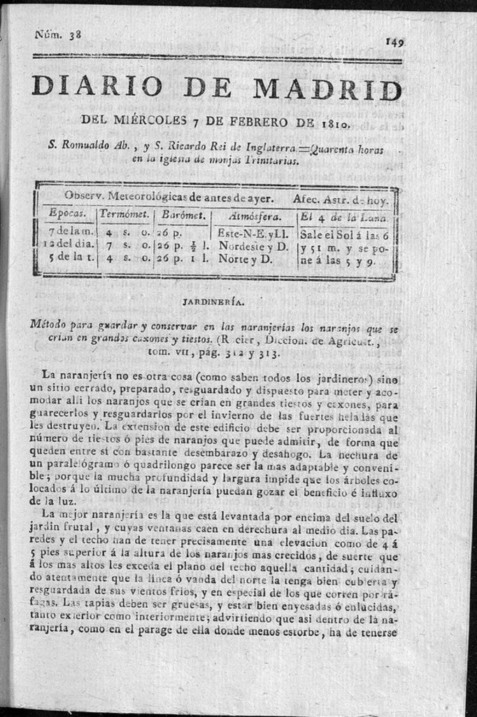 Miniatura de Diario de Madrid del miércoles 7 de Febrero de 1810