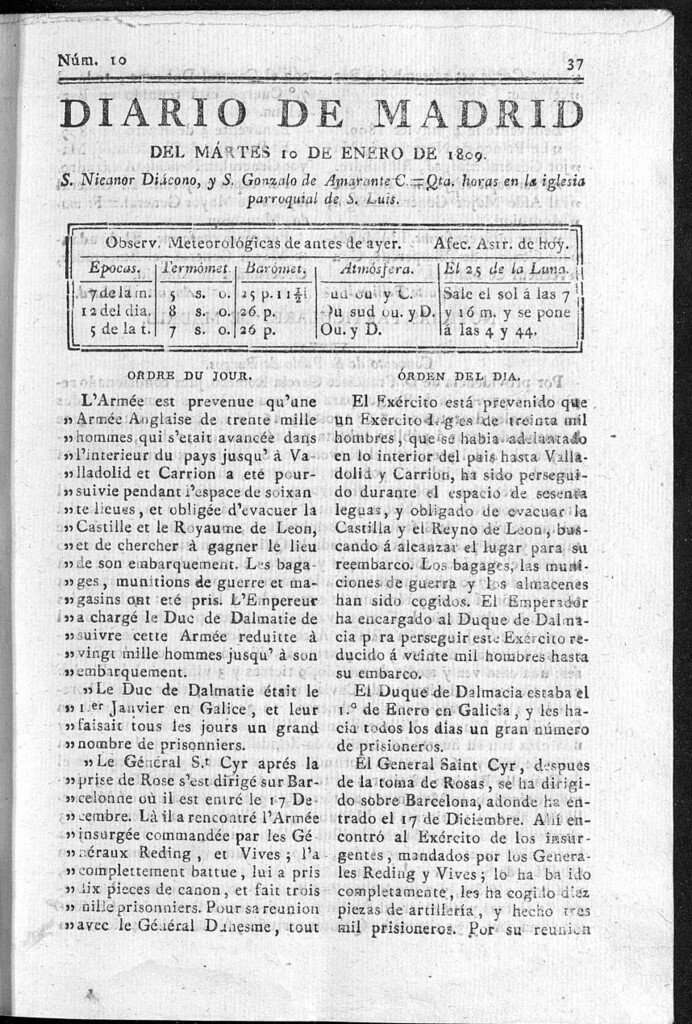 Miniatura de Diario de Madrid del martes 10 de Enero de 1809