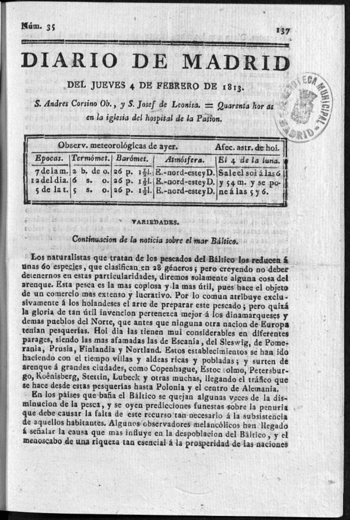 Miniatura de Diario de Madrid Jueves 4 de Febrero de 1813