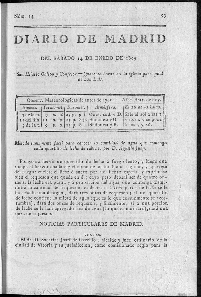 Miniatura de Diario de Madrid del sábado 14 de Enero de 1809