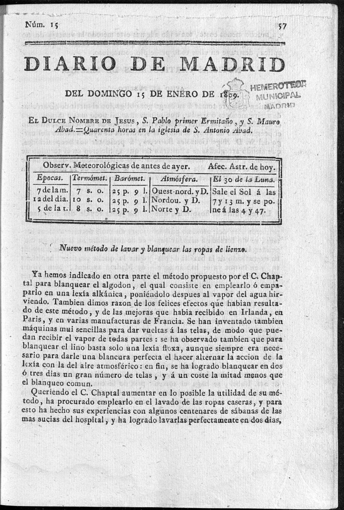 Miniatura de Diario de Madrid del domingo 15 de Enero de 1809