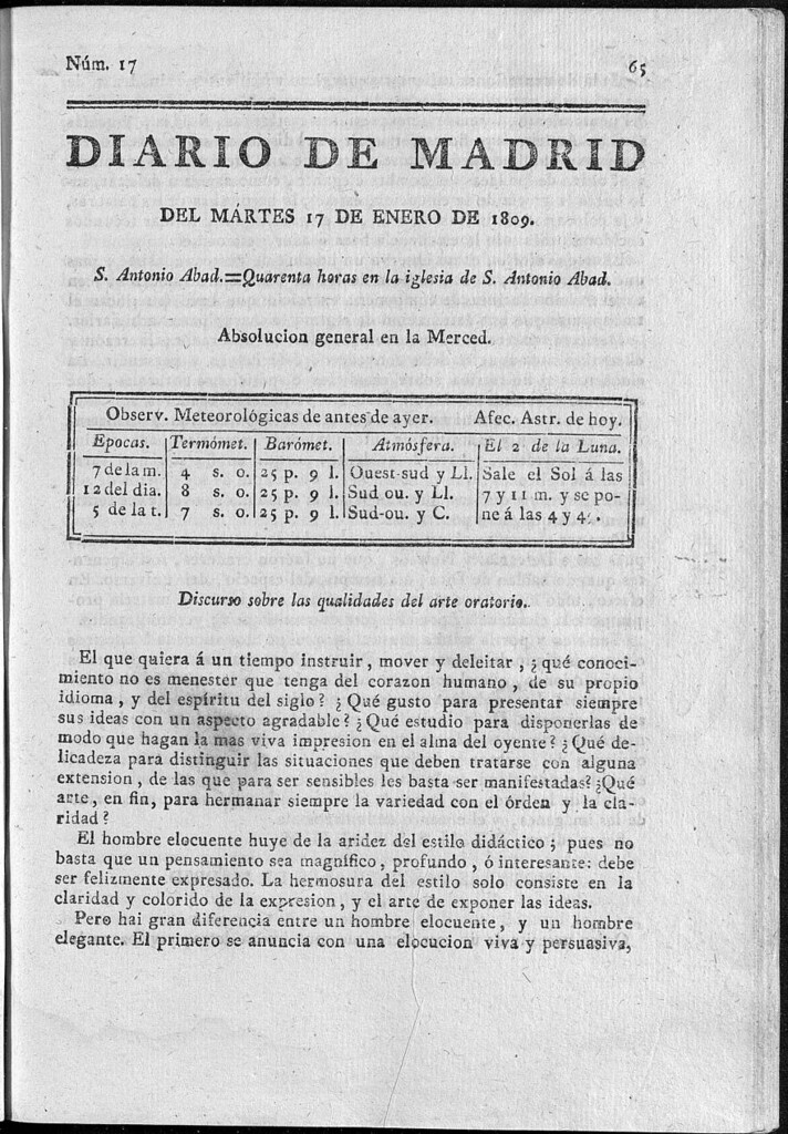 Miniatura de Diario de Madrid del martes 17 de Enero de 1809