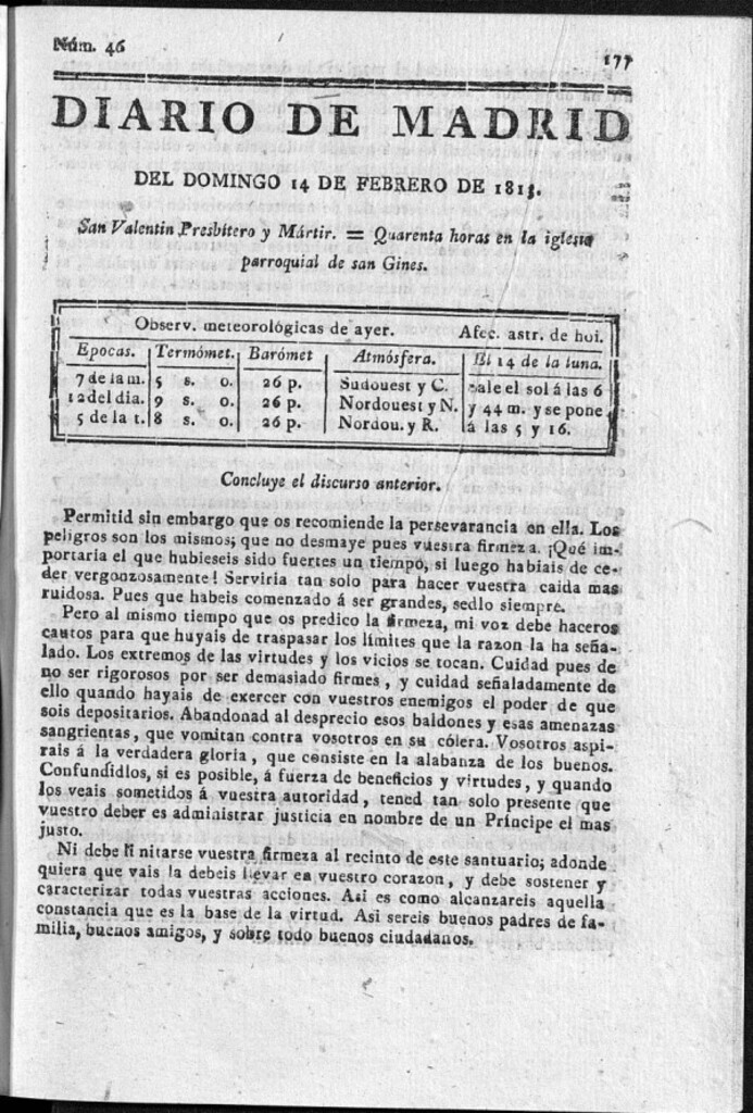 Miniatura de Diario de Madrid Domingo 14 de Febrero de 1813