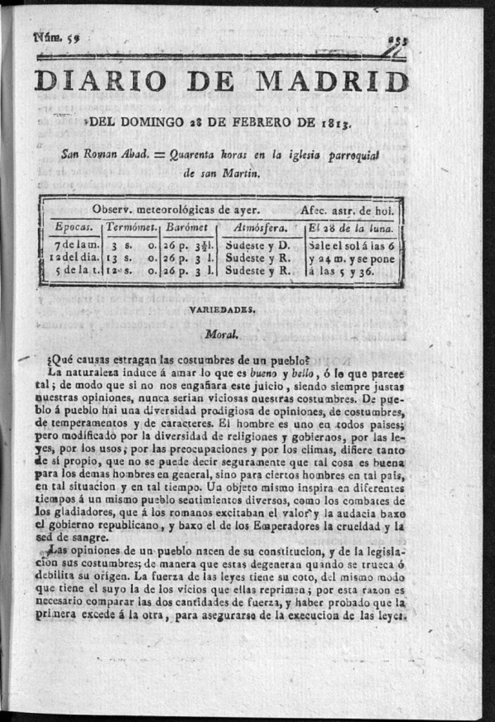 Miniatura de Diario de Madrid Domingo 28 de Febrero de 1813