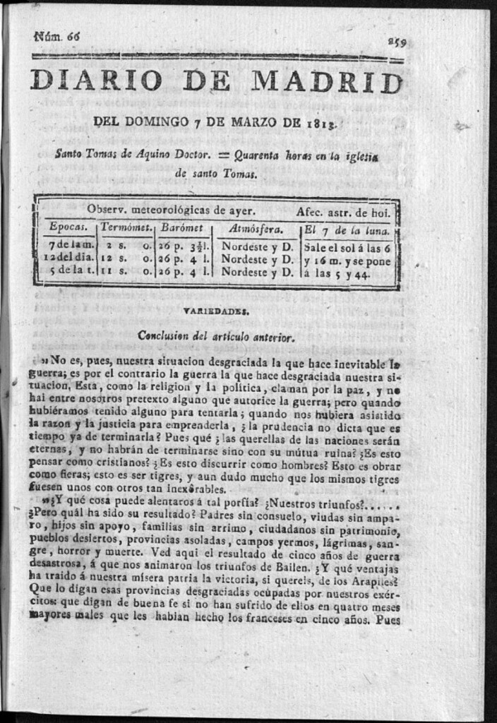 Miniatura de Diario de Madrid Domingo 7 de Marzo de 1813