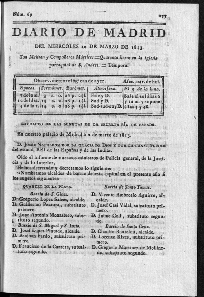 Miniatura de Diario de Madrid Miércoles 10 de Marzo de 1813