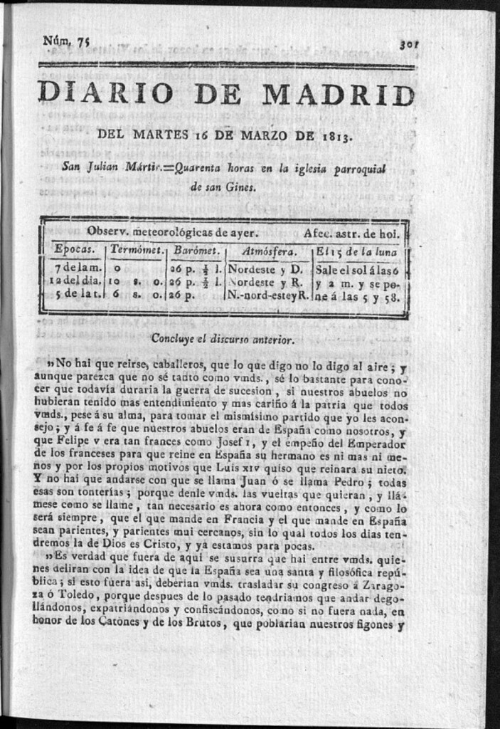 Miniatura de Diario de Madrid Martes 16 de Marzo de 1813