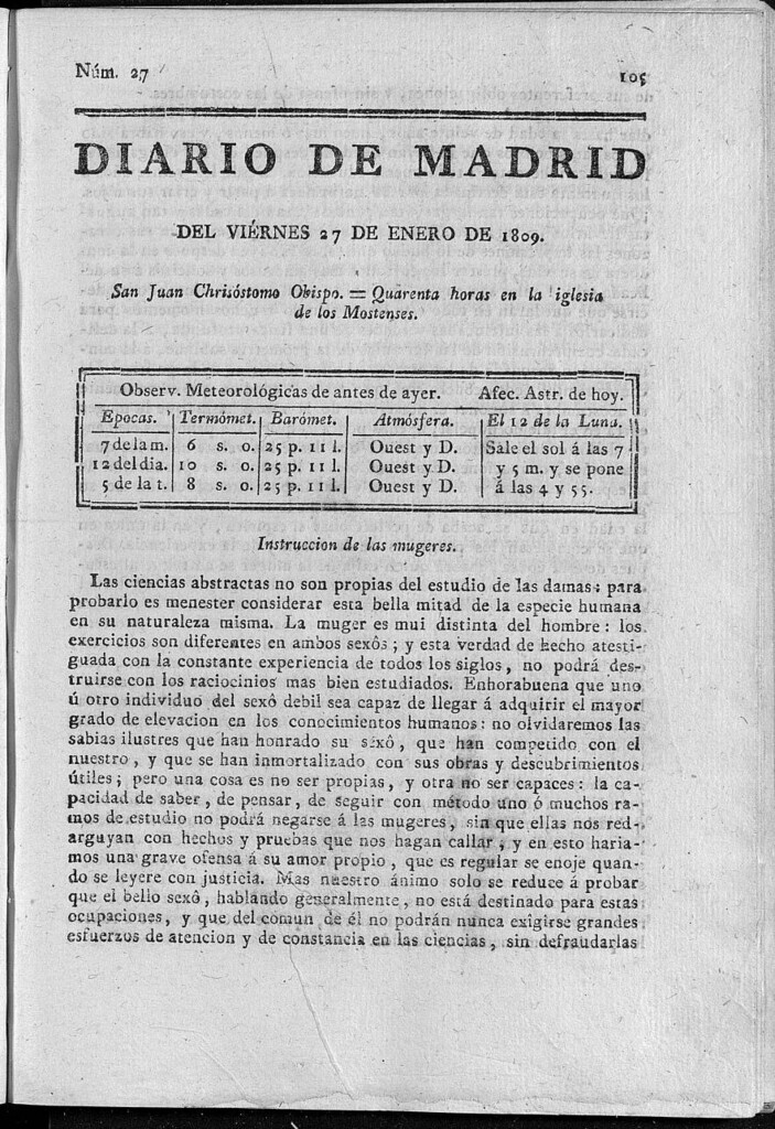 Miniatura de Diario de Madrid del viernes 27 de Enero de 1809