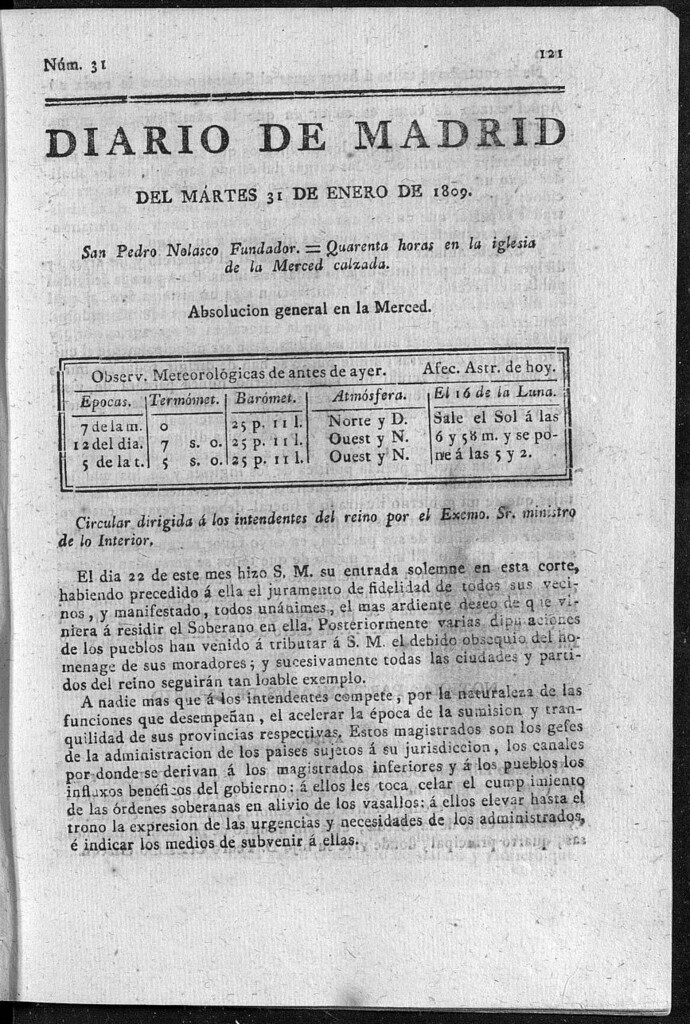 Miniatura de Diario de Madrid del martes 31 de Enero de 1809