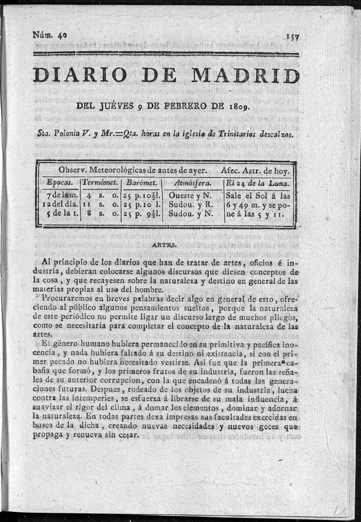 Miniatura de Diario de Madrid del jueves 9 de Febrero de 1809