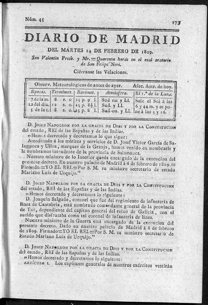 Miniatura de Diario de Madrid del martes 14 de Febrero de 1809