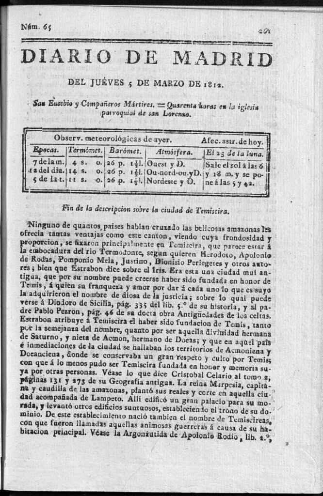 Miniatura de Diario de Madrid del jueves 5 de Marzo de 1812