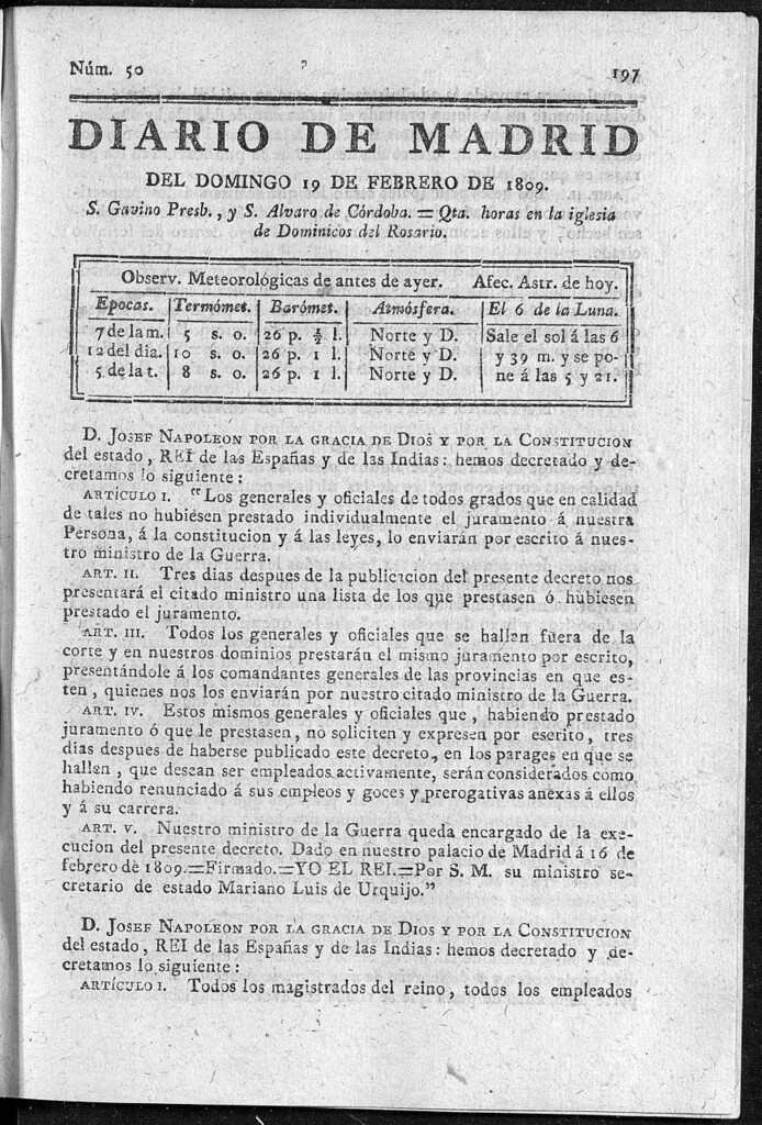 Miniatura de Diario de Madrid del domingo 19 de Febrero de 1809